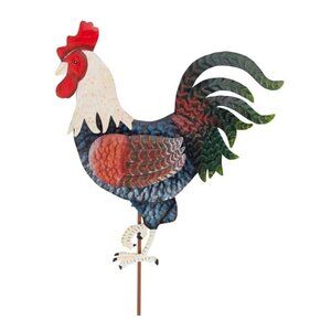 Rooster Metal Garden Stake Metal Farm Bird Decor Farmhouse Chicken Yard Art NEW
